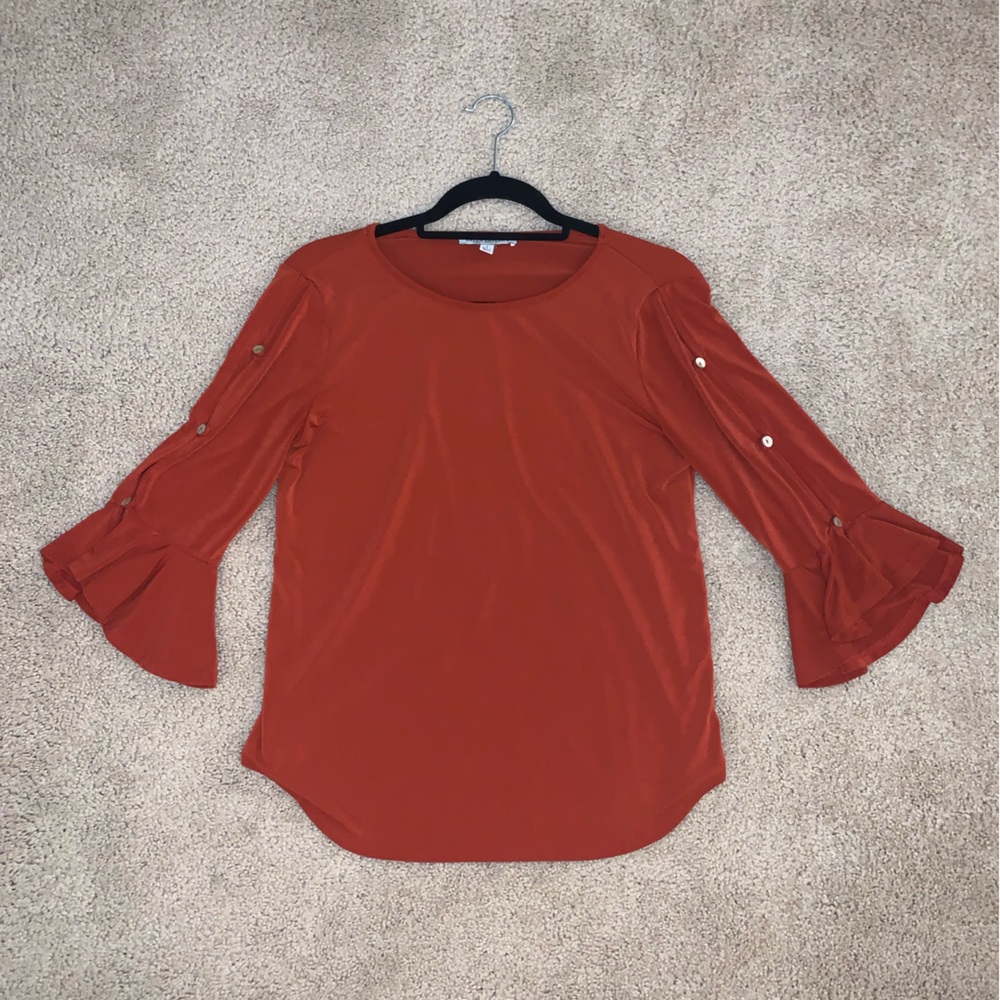 Rust Orange Bell sleeve blouse